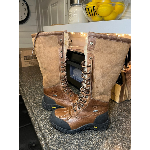 UGG Adirondack Tall Chestnut Leather Suede Boots - Picture 7 of 12